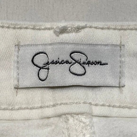 Jessica Simpson Jeans Women's 14/32 White Mid Rise Cropped Straight Leg Cuff EUC - Picture 5 of 9